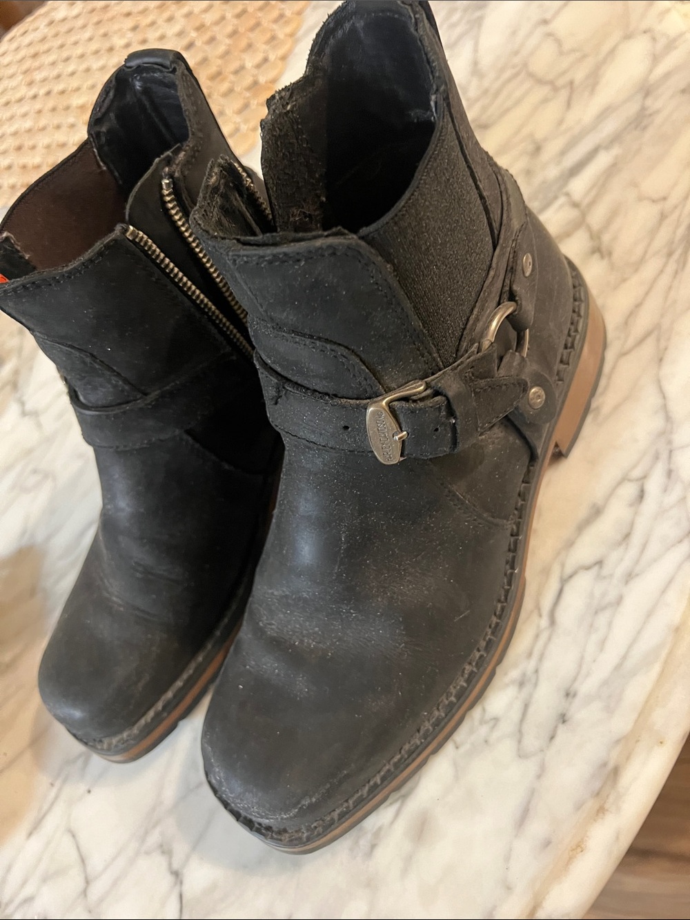 Harley-Davidson Black Leather Heeled Ankle Boots